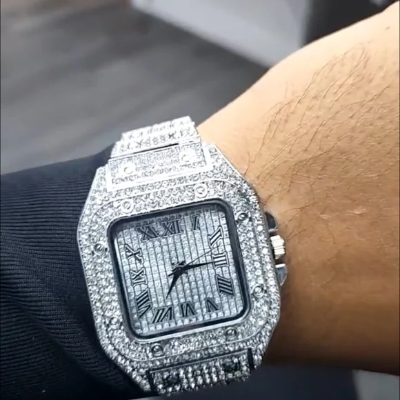 Mens Custom Fully Silver Ice out Sport Iced Cz VVS Quality Stainless Steel Bling - Picture 4 of 6